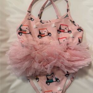 Pink Kids Swim One Piece with Tulle Skirt